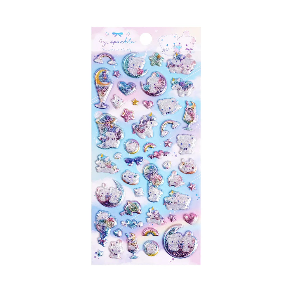 sticker 3d holographique animal mignon gonflé autoadhésif décoration téléphone album cadeau kawaii