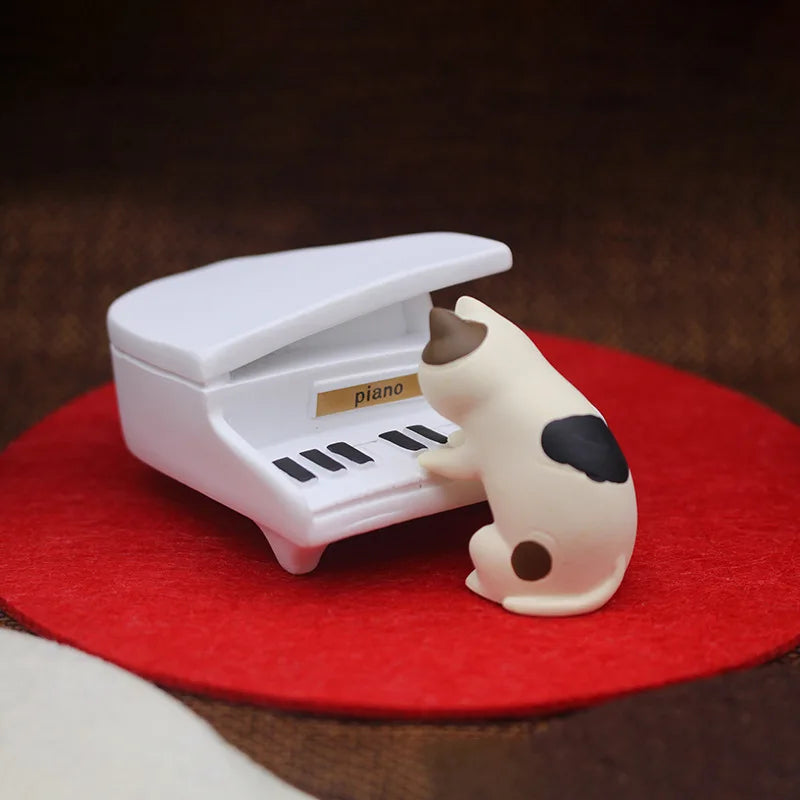 piano miniature rose clés chat blanc noir décoration maison zakka japonais réaliste