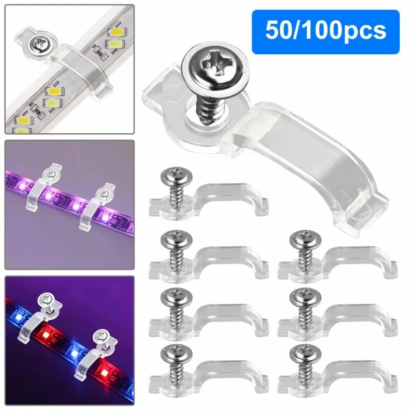 clips fixation bande led transparent vis anti rust moderne 9mm 101mm 100pcs