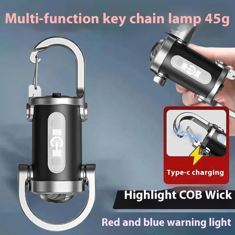 lampe poche rechargeable 800 lumens keychain noir anneaux porte clés modes contrôle moderne compact