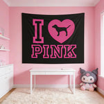tapisserie murale graphique moderne noir rose coeurs chiens pink tissu polyestère imprimémodifiable