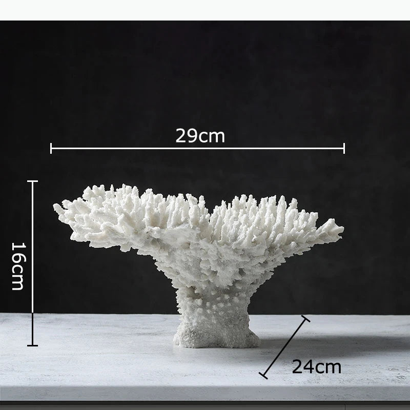 sculpture décorative corail blanc noir texture naturelle décorative sculptural base pierre noire moderne