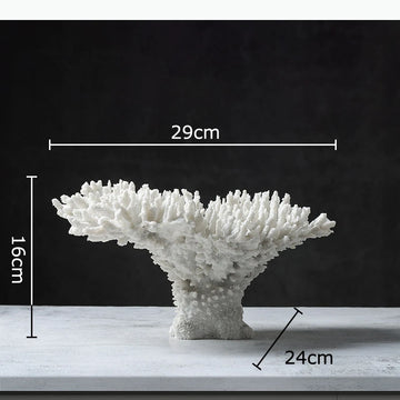 sculpture décorative corail blanc noir texture naturelle décorative sculptural base pierre noire moderne
