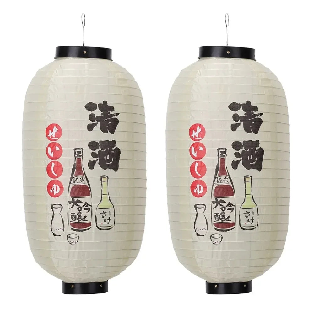 lanternes japonaises traditionnelles rouge blanche motifs floraux crochets métalliques opaques mariage fêtes événements