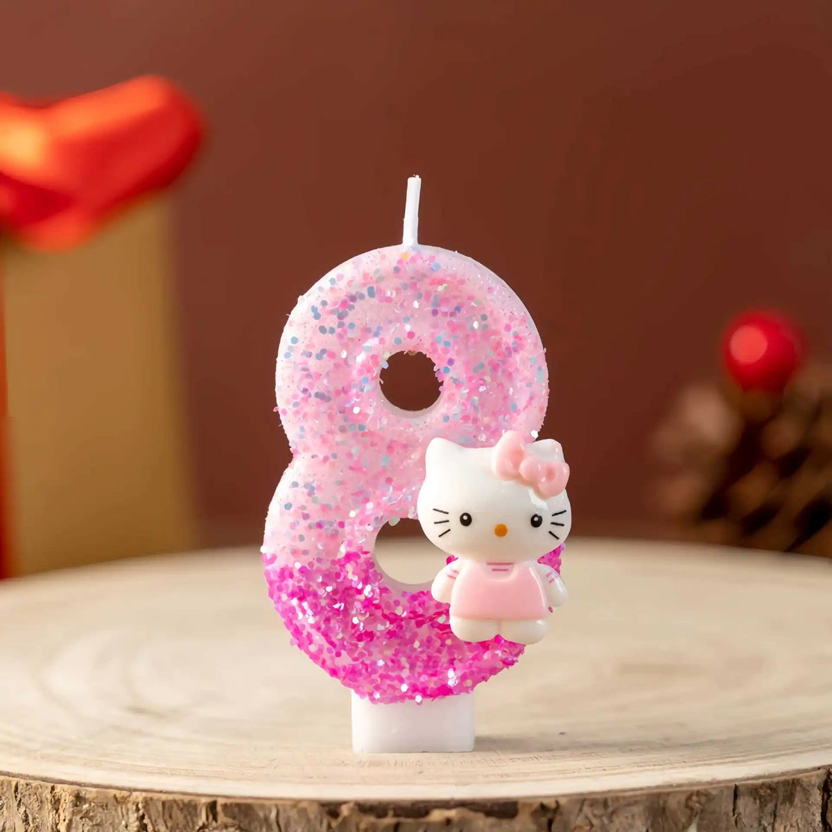 bougies numériques forme chiffres rose pailletées décoratives enfantine hello kitty argentées festive