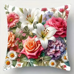 taies d'oreiller fleur multicolore rose blanc violet zip closure 45x45cm floral decoration chambre maison