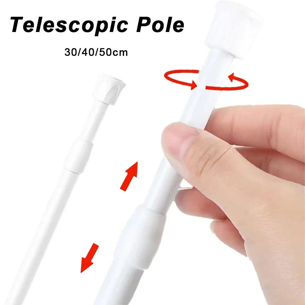 poteau télescopique blanc texture lisse rideau douche réglable 30 50 90cm moderne adhésif extensible