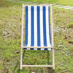 chaise longue pliable bois massif toile rayée plateau d'appoint plage