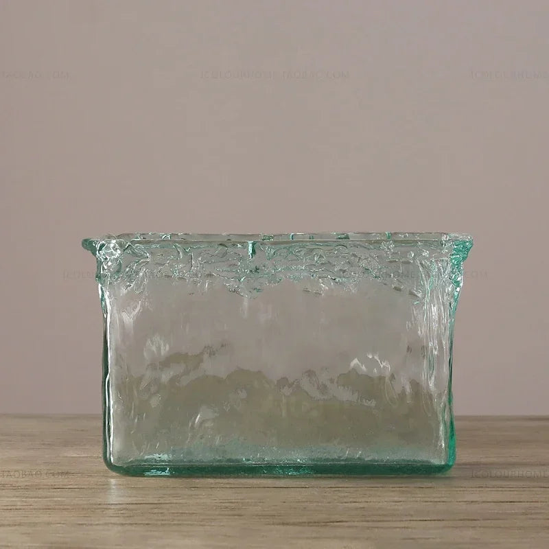 Vase moderne rustique verre vert clair texture ondulée living room chambre desktop festivité