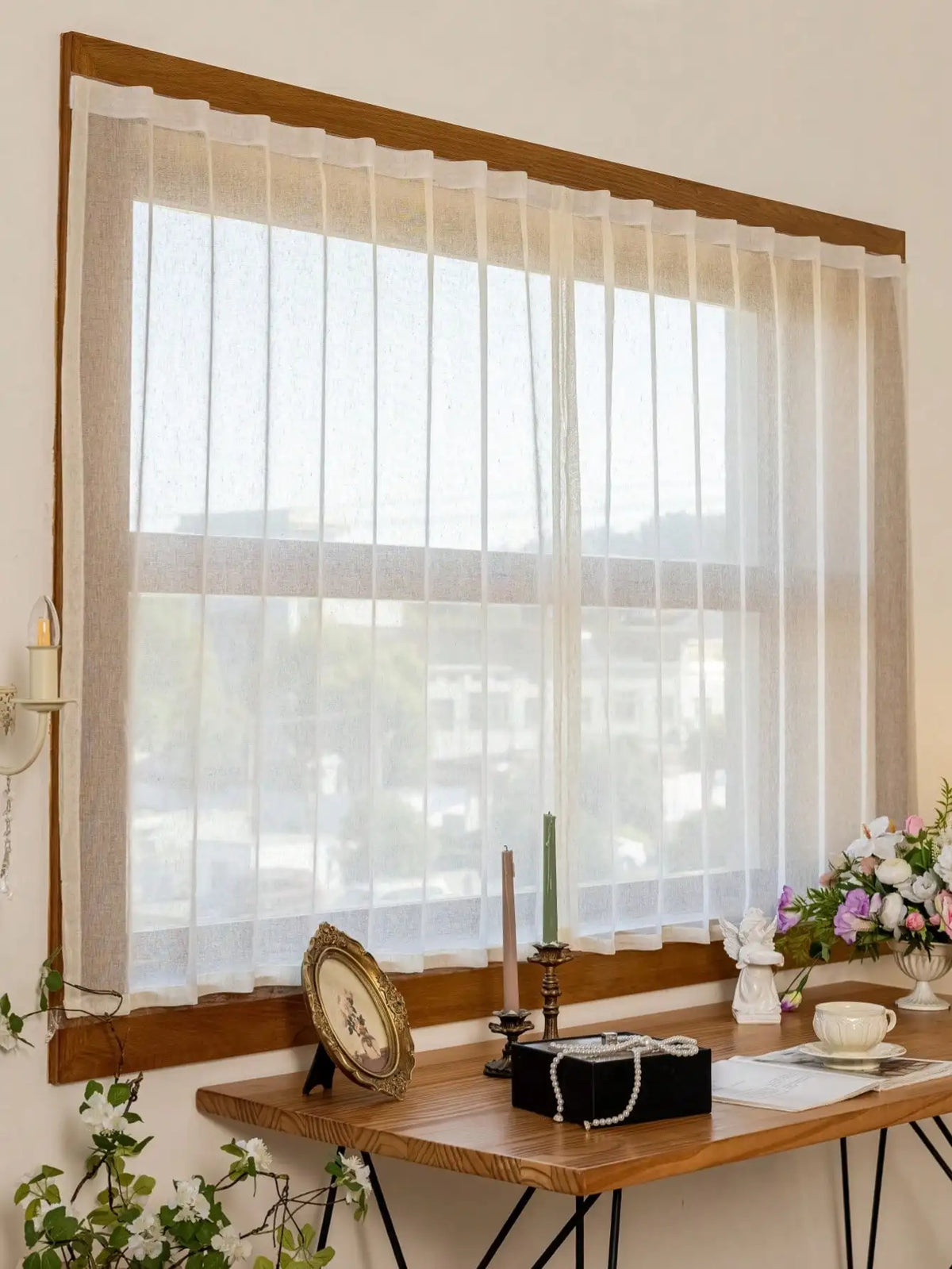 rideau blanc transparent moderne fenêtre 100x200 cm polyester