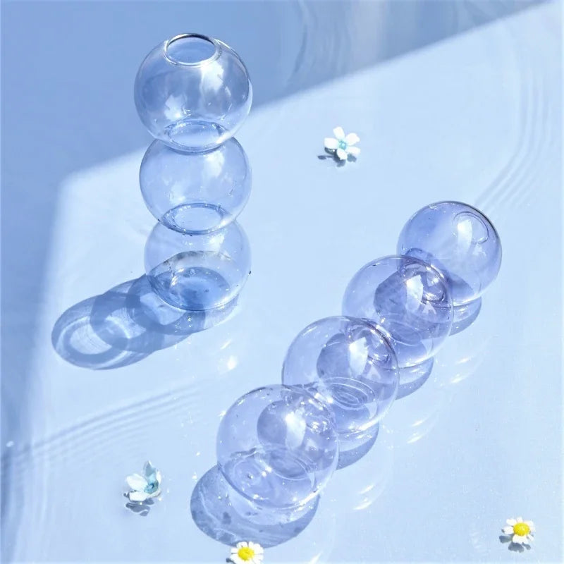 vase verre moderne bulles translucides fleurs décoration intérieur salon cadeau