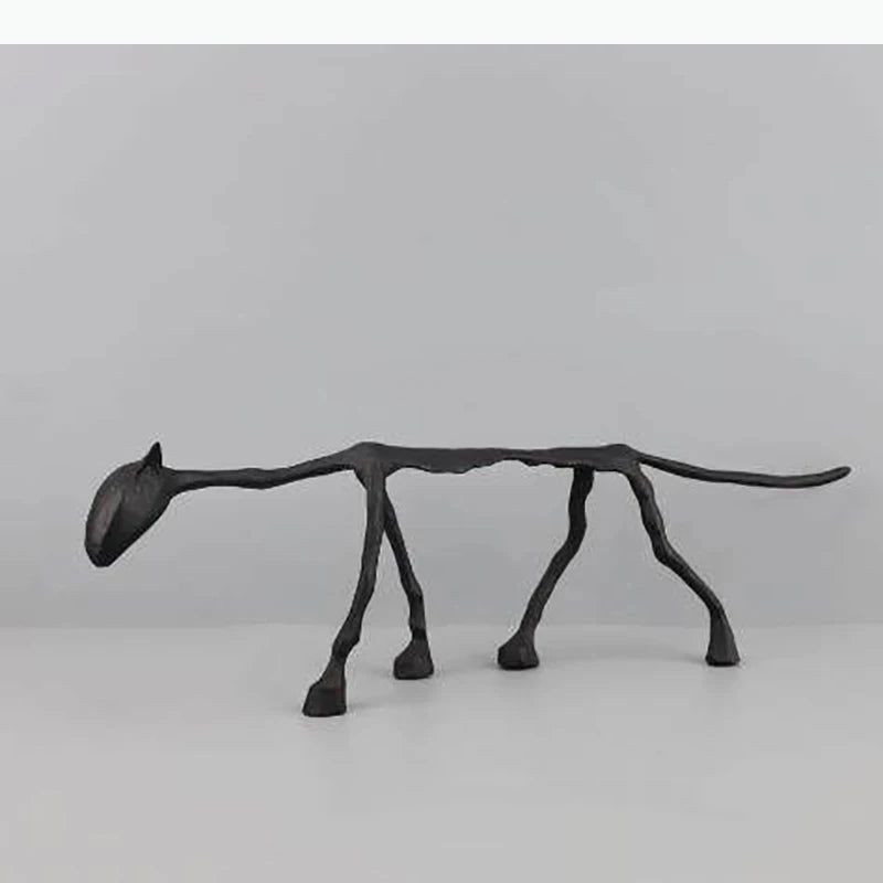 décoration moderne sculpture animaux abstrait brut texturé noir base blanche
