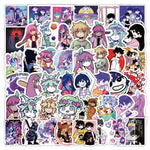 sticker anime personnages illustration manga violet noir blanc rose vert bleu rouge beige 10pcs