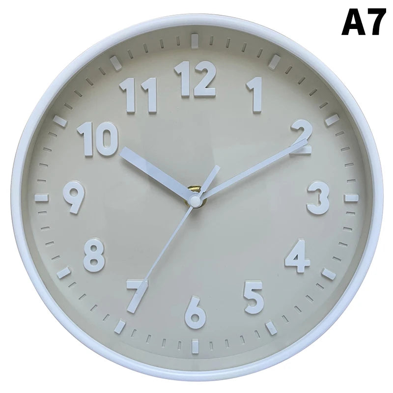 horloge murale moderne bleu clair vert pastel rose pâle jaune violet noir blanc chiffres