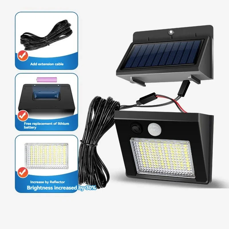 lampe solaire jardin noir panneau bleu led blanc ip65 moderne capteur mouvement contemporainextérieur