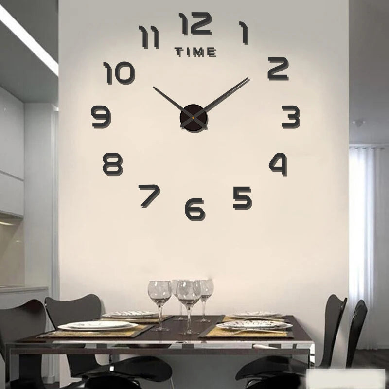 horloge murale stickers chiffres relief effet miroir moderne couleur vert doré rouge argenté noir