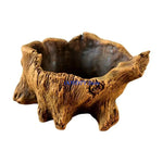 jardinière cache pot tronc arbre marron rustique plante succulente texture bois naturelle balcon jardin