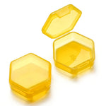 boîtes rangement hexagonnelles modernes transparentes clips colorées bleu noir vert orange violet rouge 42x46mm