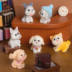 ornement jardin chien figurine résine mignonne cartoon blanc gris Jaune