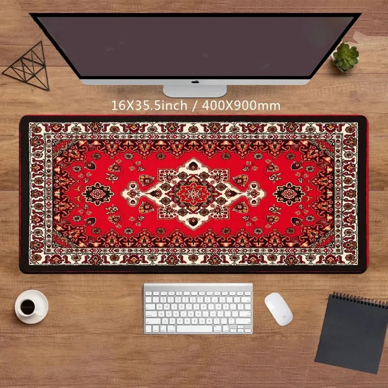 tapis souris motif persan rouge noir moderne antidérapant adhésif grande taille chambre