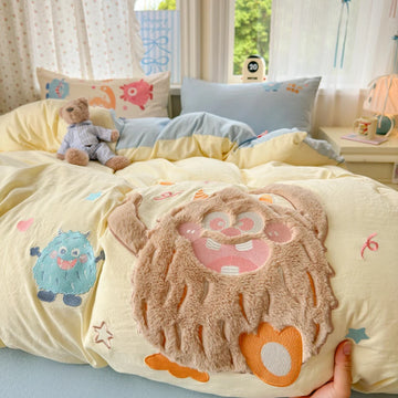 parure lit enfant fille rose chat mignon housse couette drap taies oreiller coton