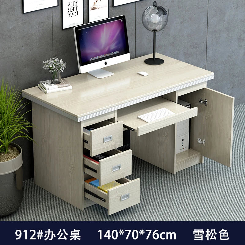 bois massif moderne marron foncé table travail informatique épuré intérieur maison