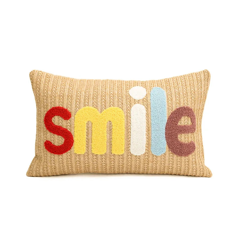 housse coussin polyester lettre colorée nordique moderne 45x45cm 30x50cm decoration bohème pompons