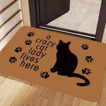 tapis d'entrée marron clair imprimé lettres noires motifs chats moderne résistant extérieur 30x50cm