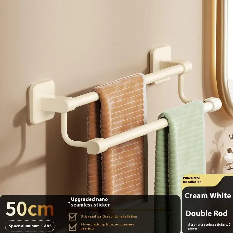 porte serviettes mural argenté moderne adhésif lisse salle bain organisation étagère murale multifonction serviettes