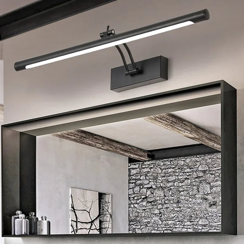 lampe miroir moderne noir or argent rectangulaire clips led éclairage quotidien chambre entrée
