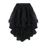 jupe dentelle fleur vintage romantique noir marron vert polyester asymétrique genoux