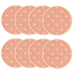 tapis table moderne rouge gris noir vert blanc motif géométrique cercles étoiles