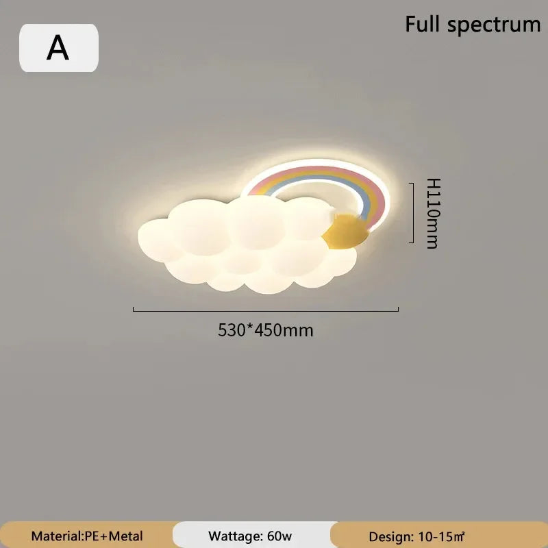 lampe suspendue moderne enfantine nuage arc ciel blanc jaune licorne cordon fixe chambre enfants
