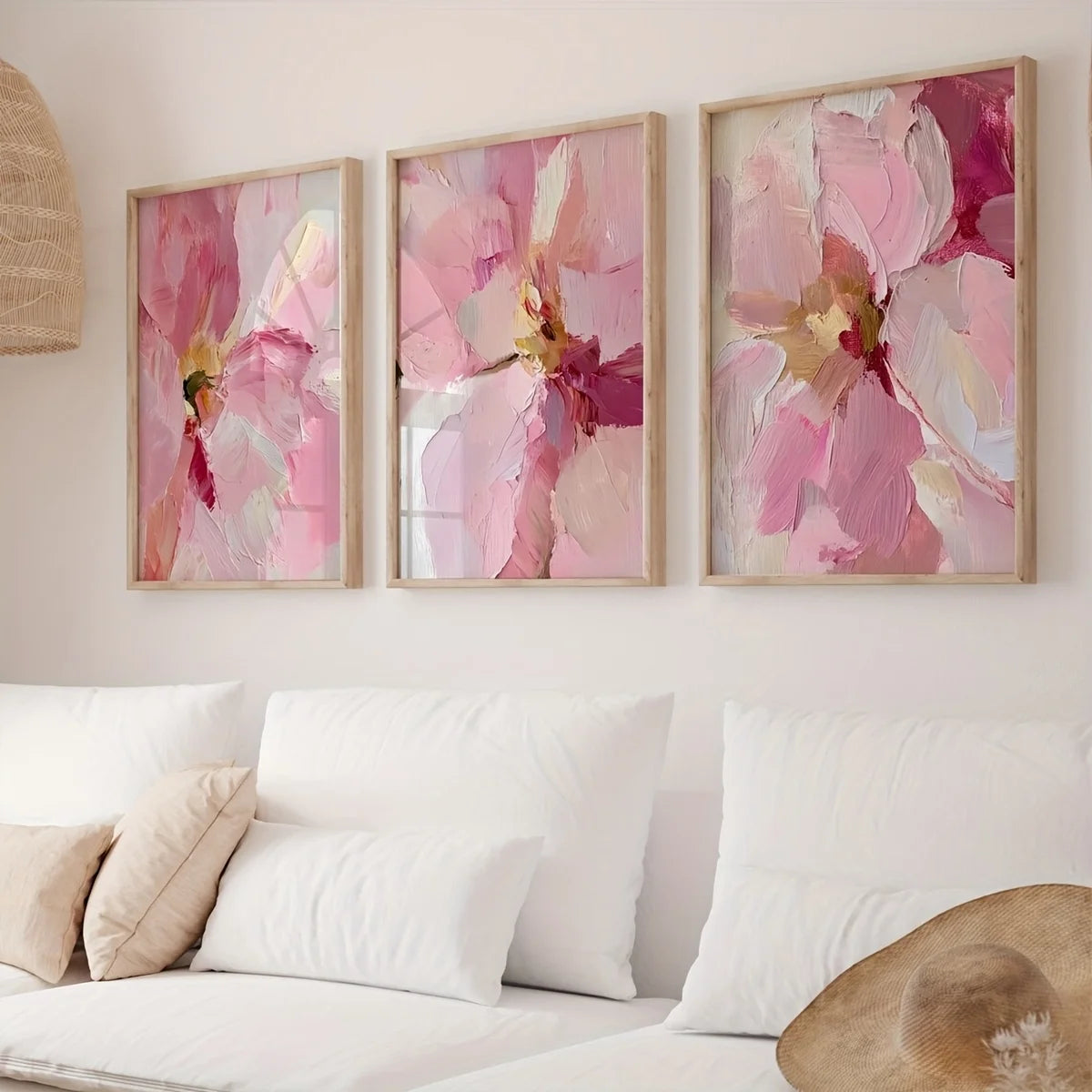 toile d'art abstraite fleurs rose moderne chambre salon decoration maison 30x40cm 50x70cm