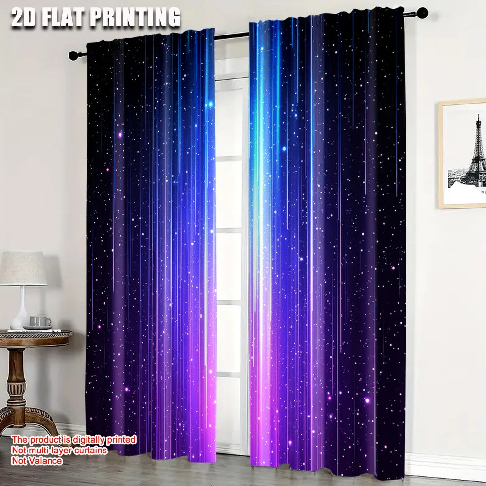 rideau moderne polyester bleu violet étoiles opaques pièces occlusion chambre salon