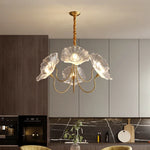 lustre moderne or rouge blanc feuilles florales translucides chambre salon