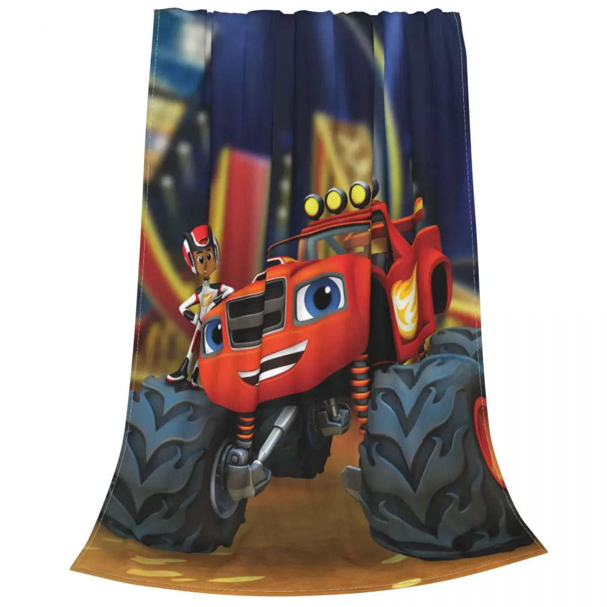 couverture peluche blaze monster machines rouge noir bleu orange jaune douce dessin animé enfant