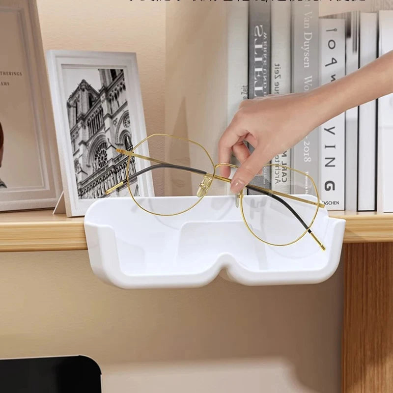 porte lunettes mural blanc gris transparent adhésif moderne minimaliste rangement plastique respectueux environnement
