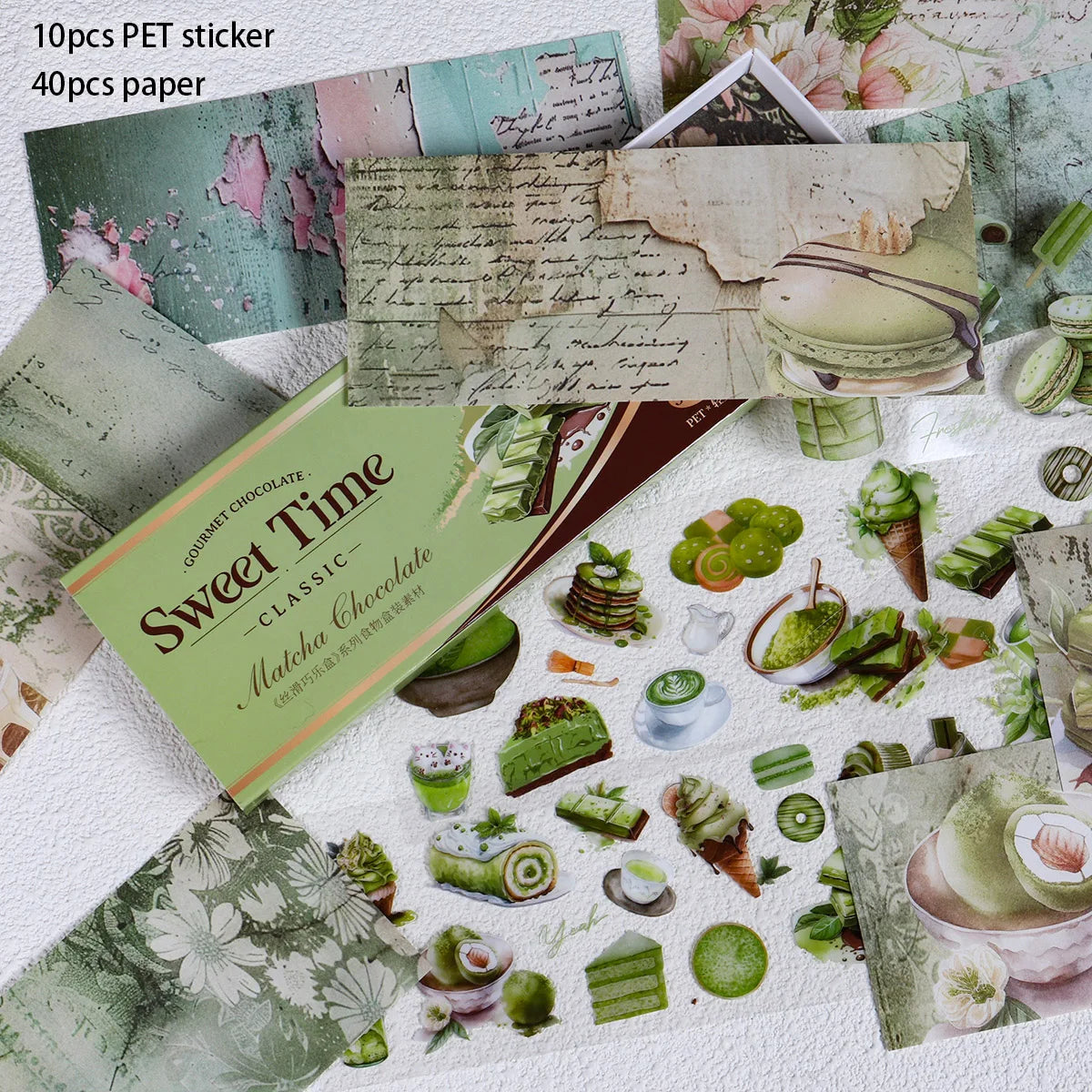 autocollants imprimés chocolats fruits classiques vert blanc rose marron opaques artisanat bricolage