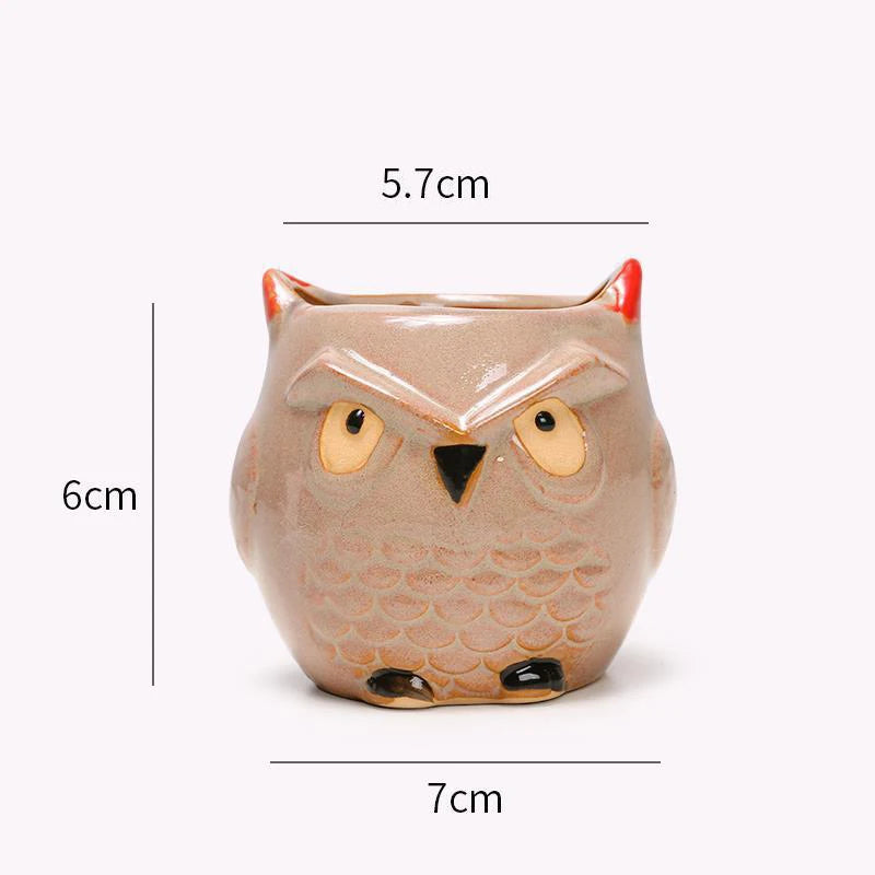 cache pot oiseau stylisé succulente céramique glacé rose clair beige noir
