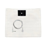 coussin chauffant électrique blanc rayures câble prise bouton contrôle moderne blanc noir
