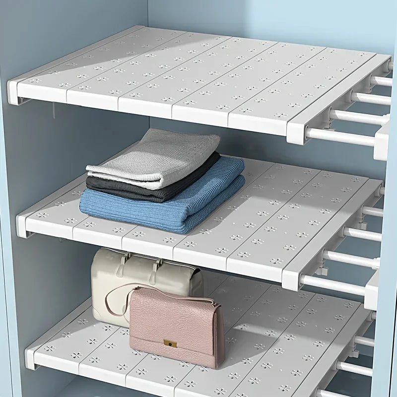 organisateur étagère coulissante blanc moderne serviettes vêtements cosmétiques rangement armoire placard coulissements adhésifs