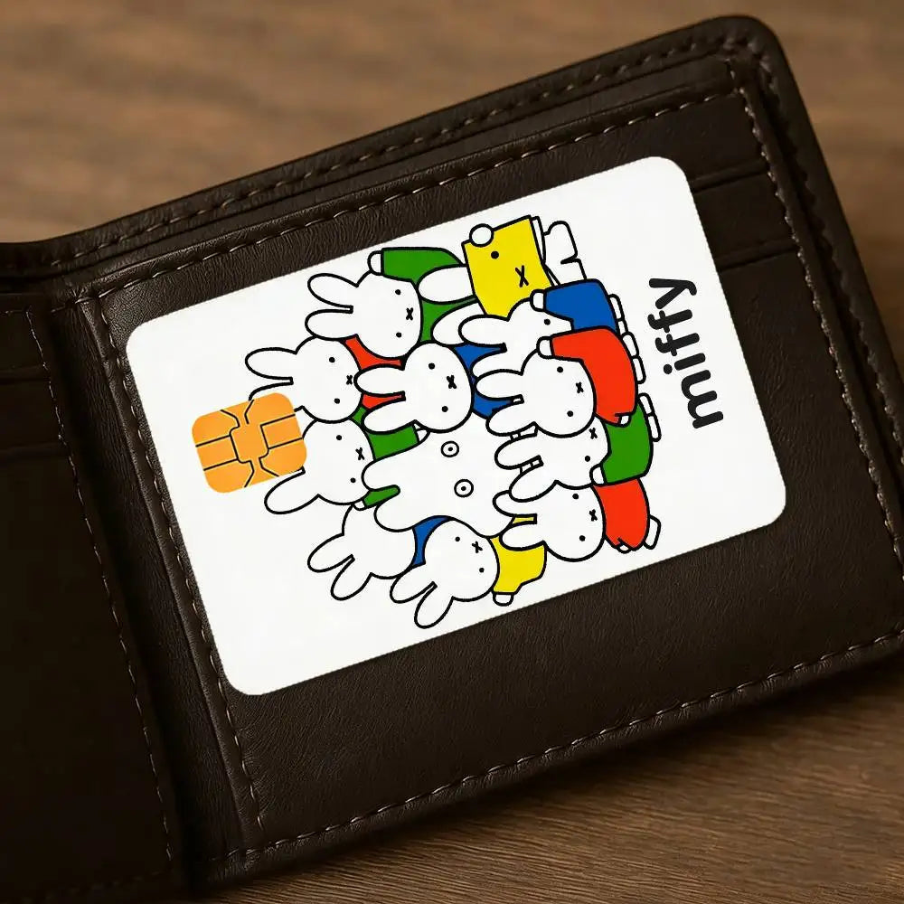 autocollants protection carte bancaire dessins animés miffy waterproof résistance griffures pièces adhésif cartoon enfants