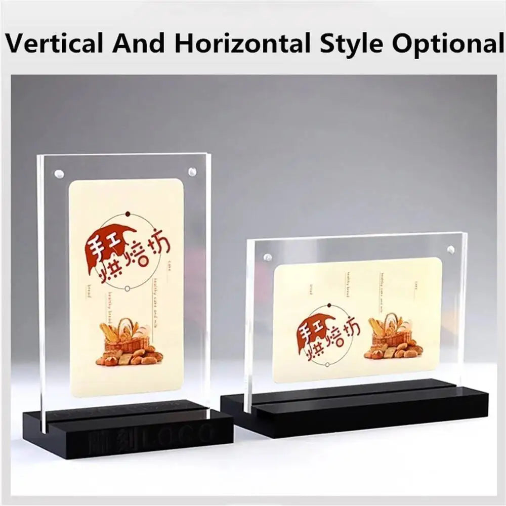 cadre photo acrylique transparent clips moderne support panneau publicitaire base vertical horizontal