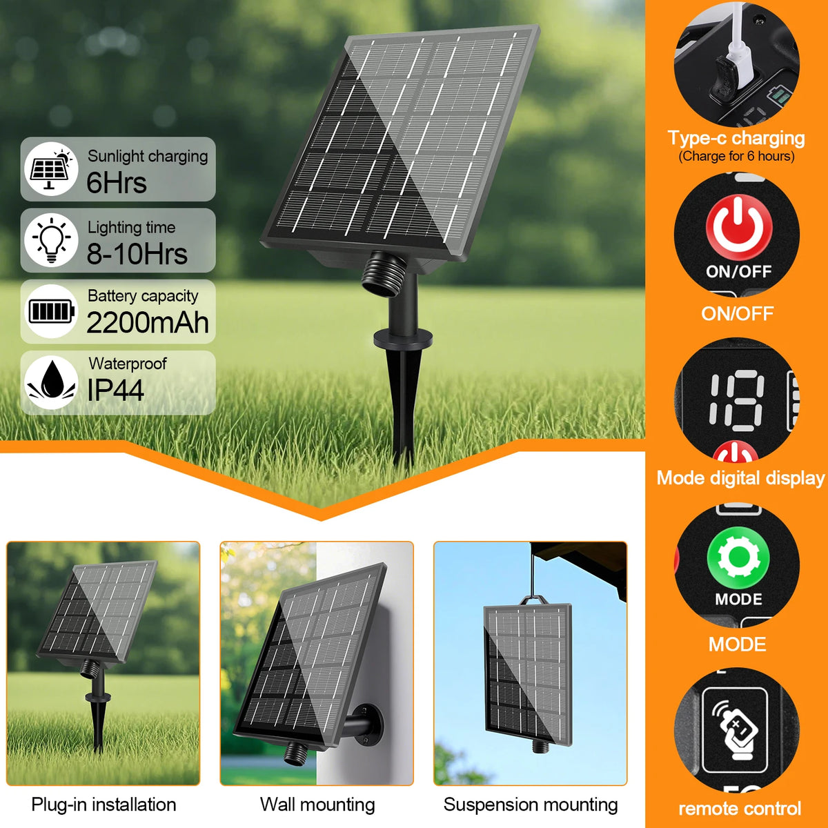 guirlandes led solaires 24v modes flash télécommande panneau lithium charge usb moderne