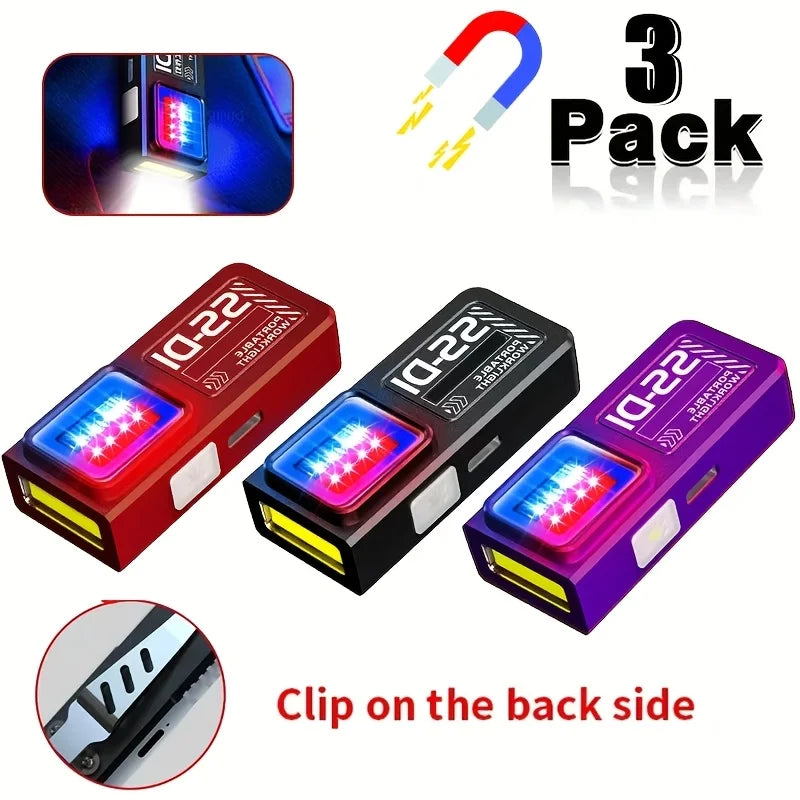 lampe travail portable rechargeable usb led rouge noir violet clips type moderne compact