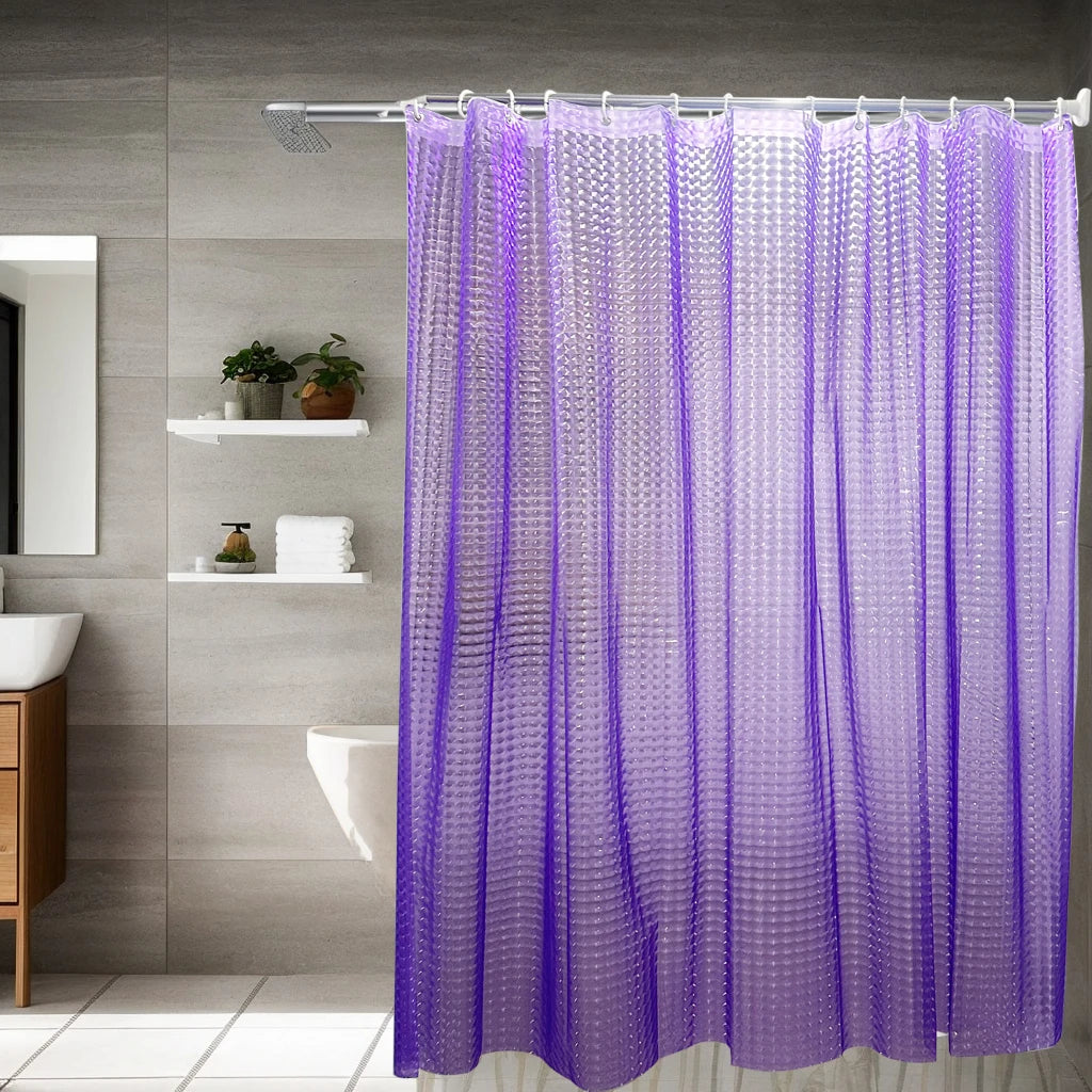 rideau douche violet rayures horizontales moderne inox suspension large choix dimensions