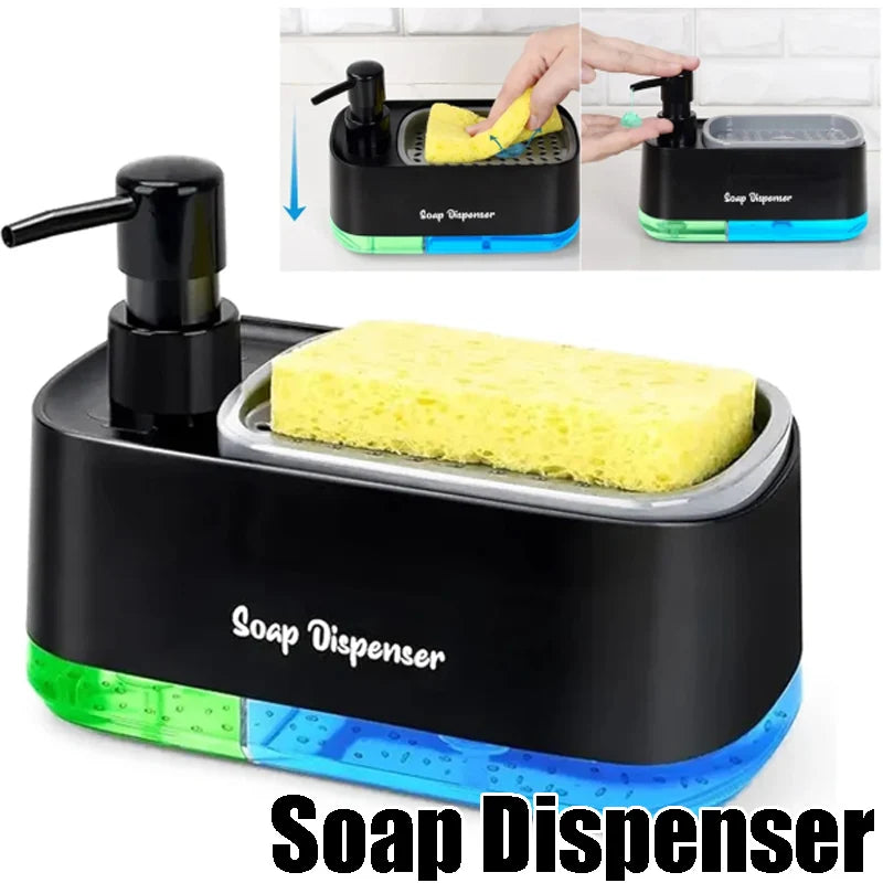 distributeur savon mousse double liquide moderne noir vert bleu mat opacité gant éponge grille