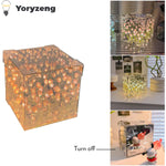 cube lumineux tulipes transparent moderne clips papier décoratif rubans pinceaux événementnels chambre festive