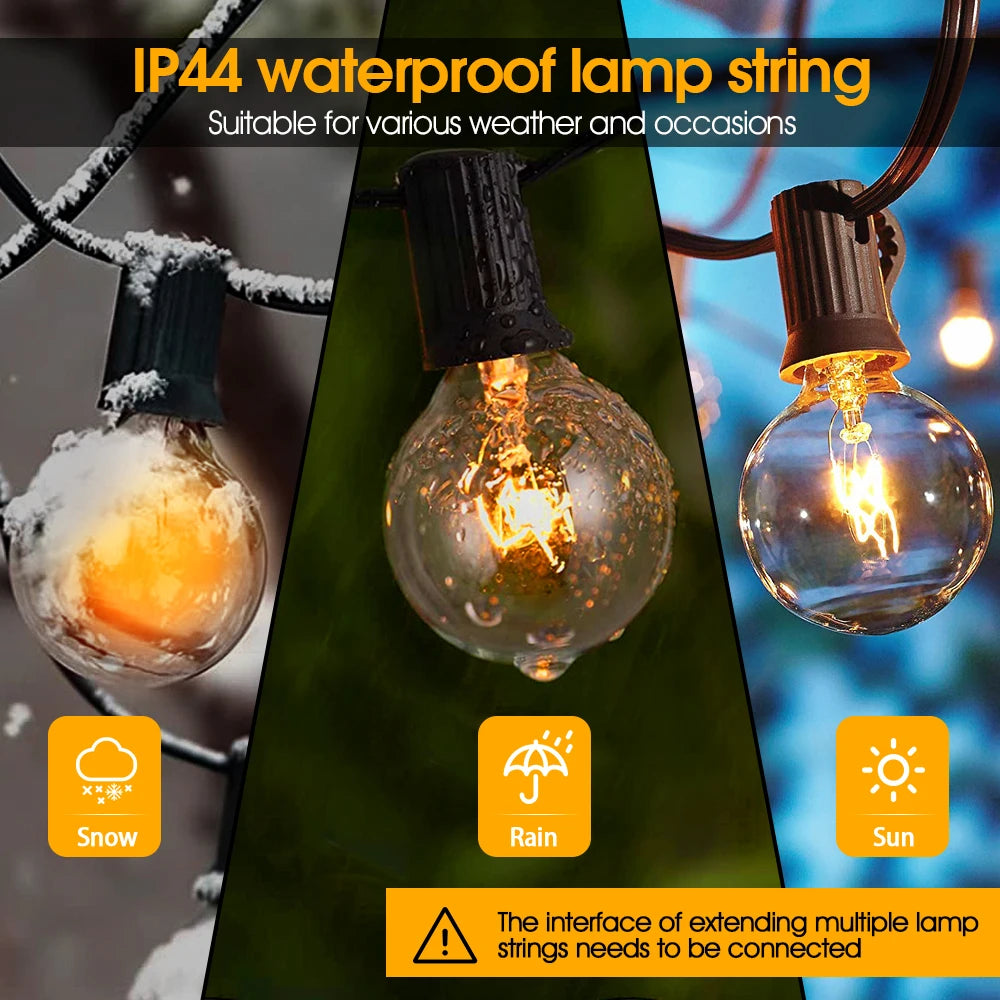 guirlande lumineuse filament led 220v 10 30 50 ampoules vintage ambré noir transparentextérieur decoration